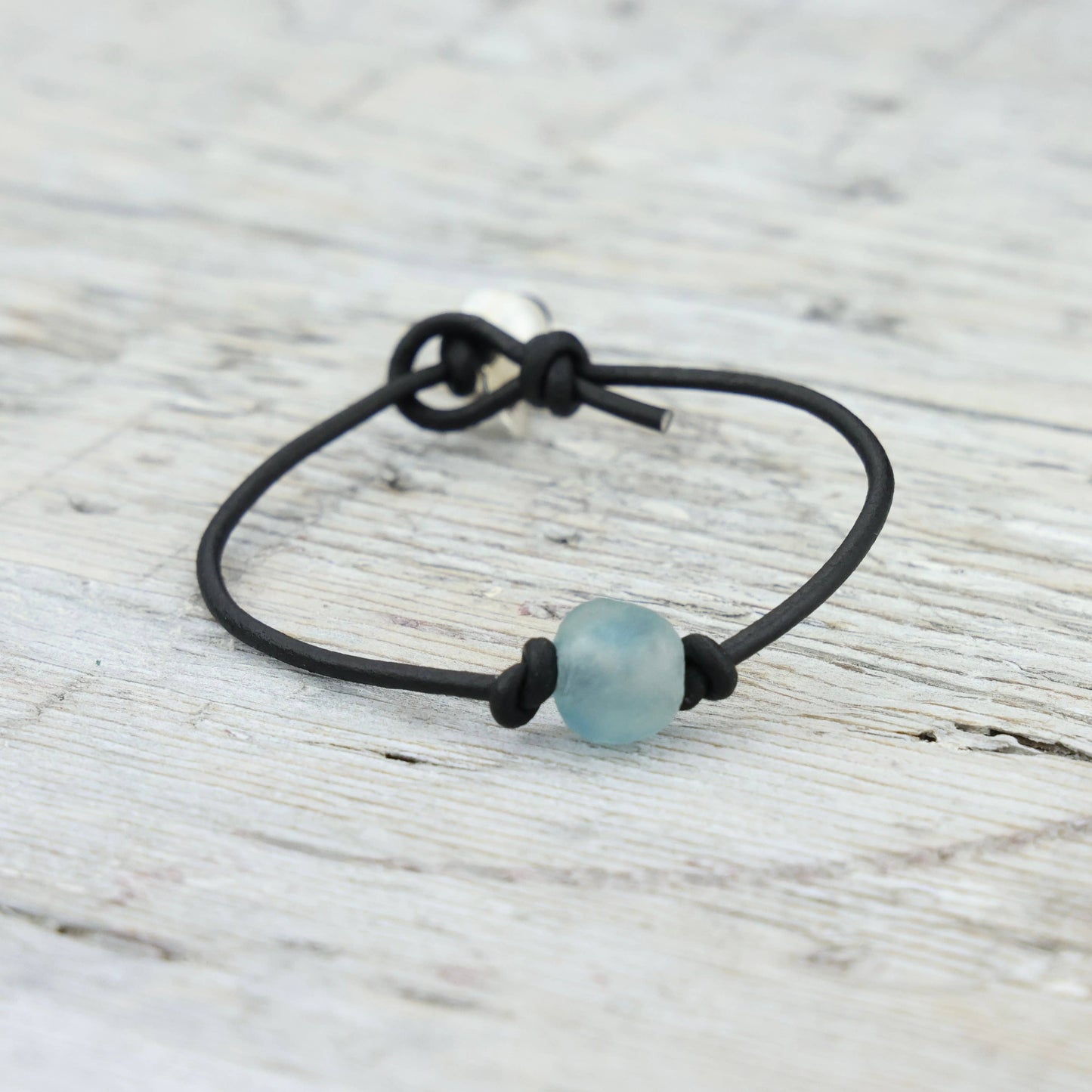RECYCLED SEA GLASS LEATHER ANKLET