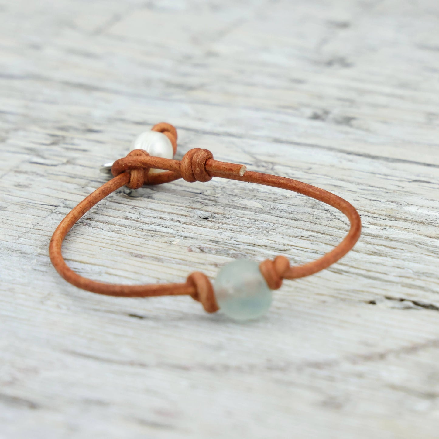 RECYCLED SEA GLASS LEATHER ANKLET