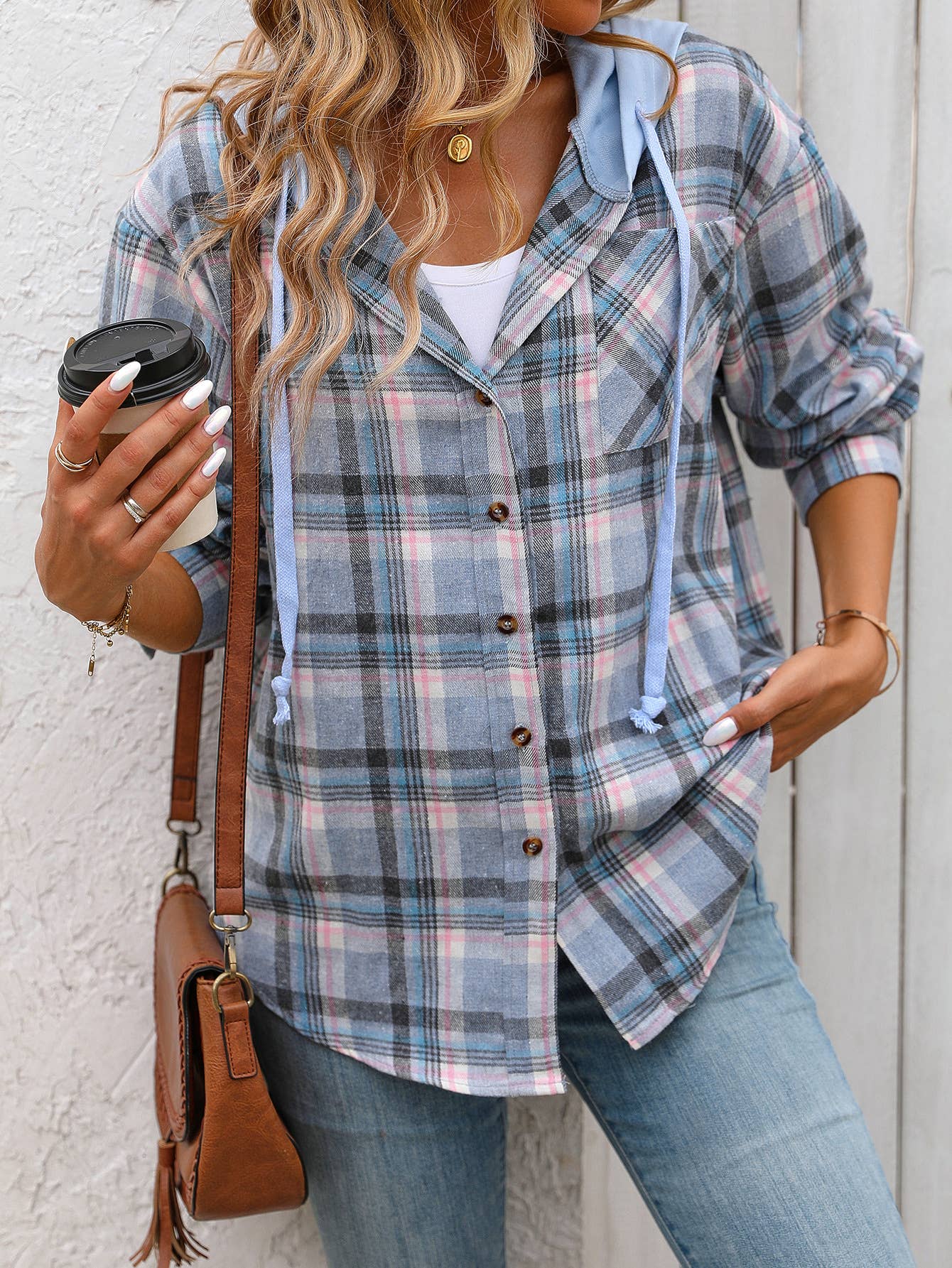 CASUAL CHIC LOOSE PLAID SHIRT