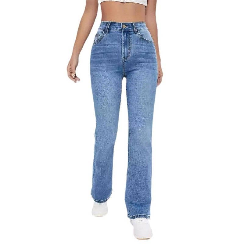High Waisted | Slim Fit | Straight Leg | Light Blue Jeans