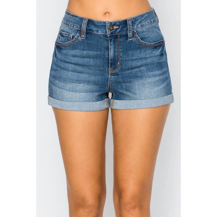 HIGH WAIST PUSH UP DENIM SHORTS IN REPREVE