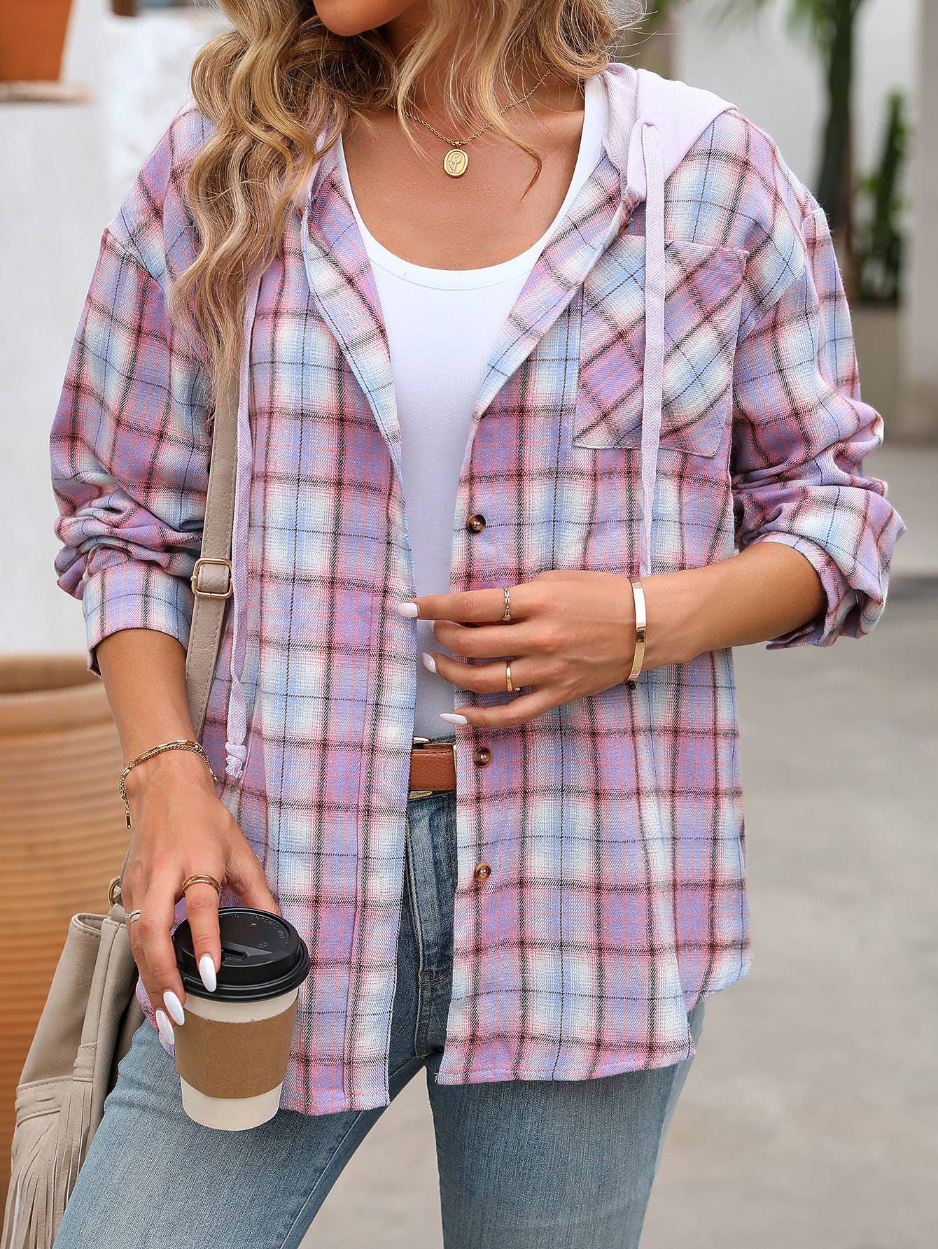 CASUAL CHIC LOOSE PLAID SHIRT