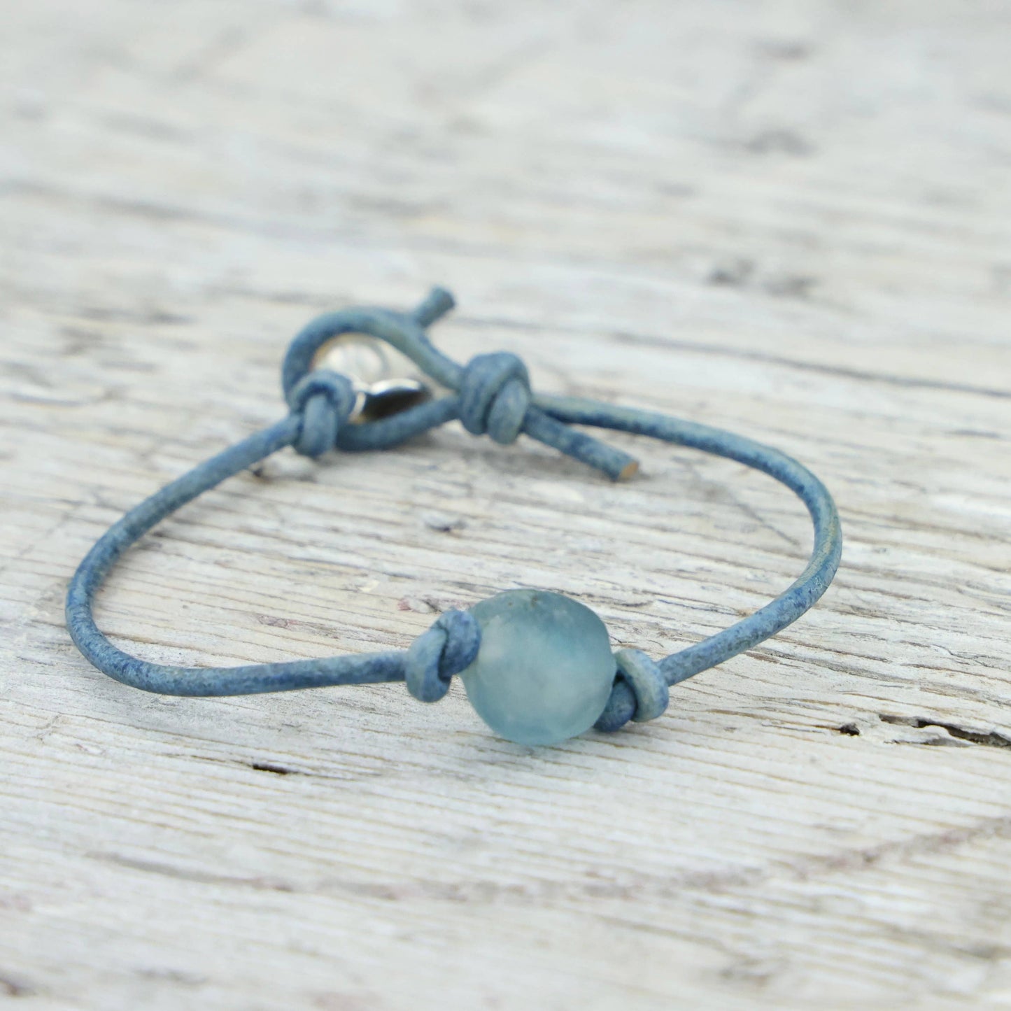 RECYCLED SEA GLASS LEATHER ANKLET