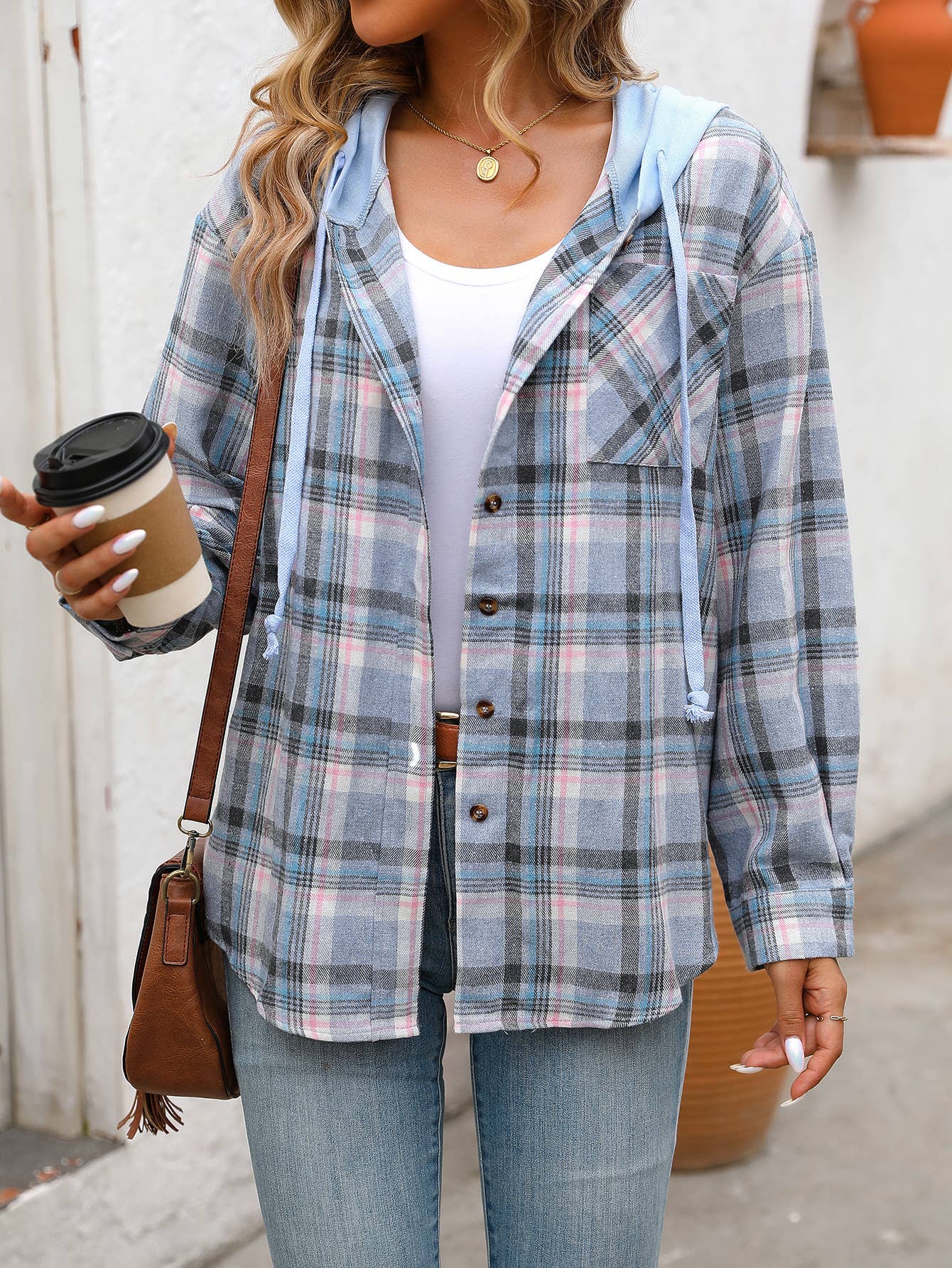 CASUAL CHIC LOOSE PLAID SHIRT