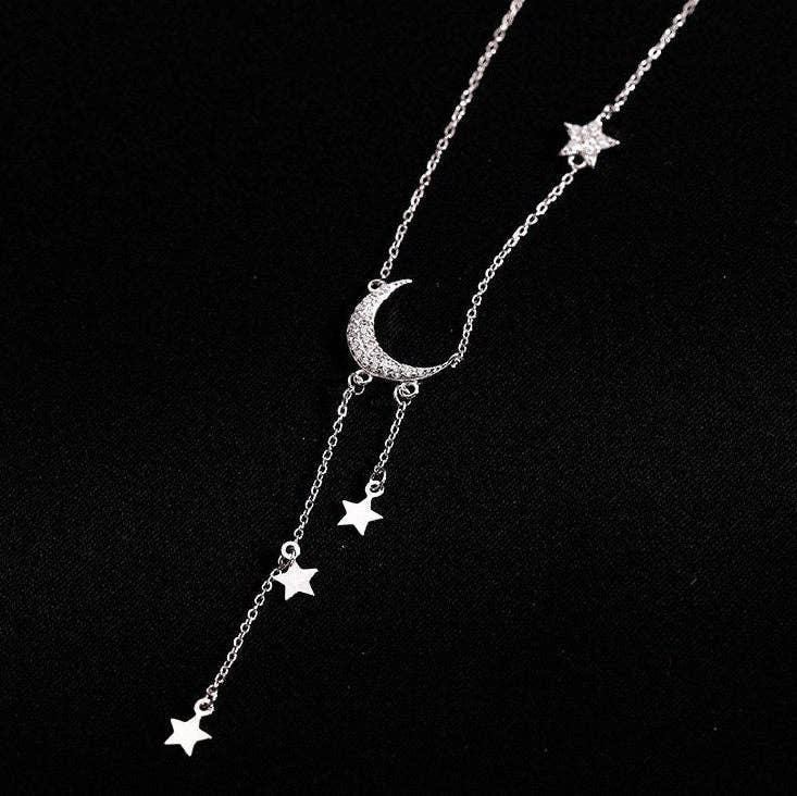 MOON STAR LAYERED TASSEL NECKLACE