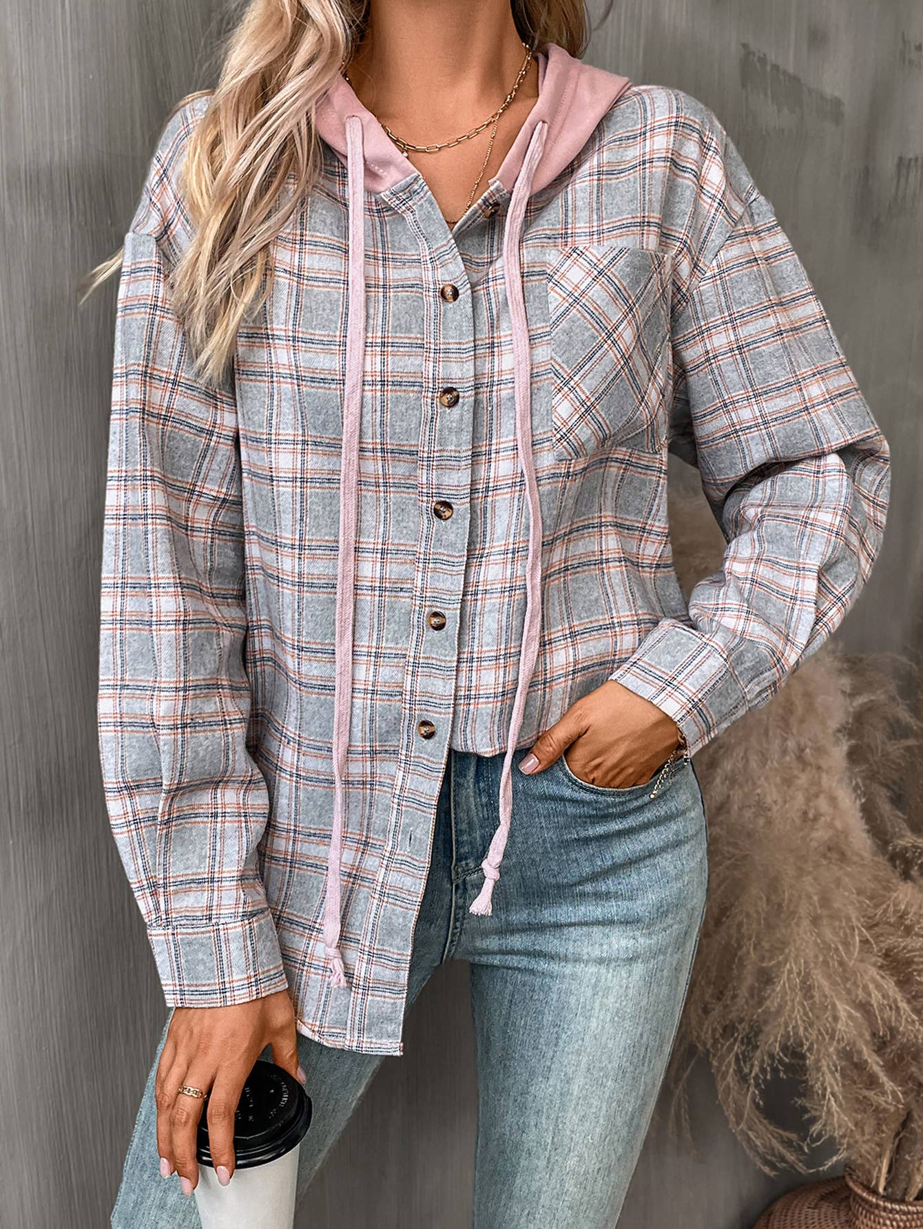 CASUAL CHIC LOOSE PLAID SHIRT