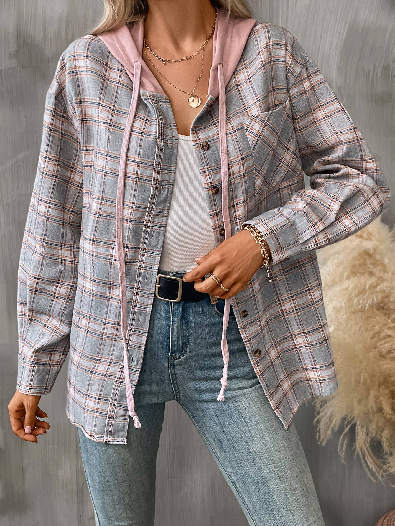 CASUAL CHIC LOOSE PLAID SHIRT