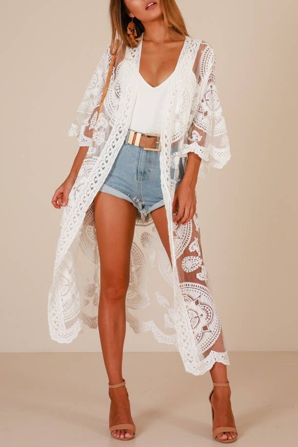 BOHO CROCHET LACE BEACH COVER UP