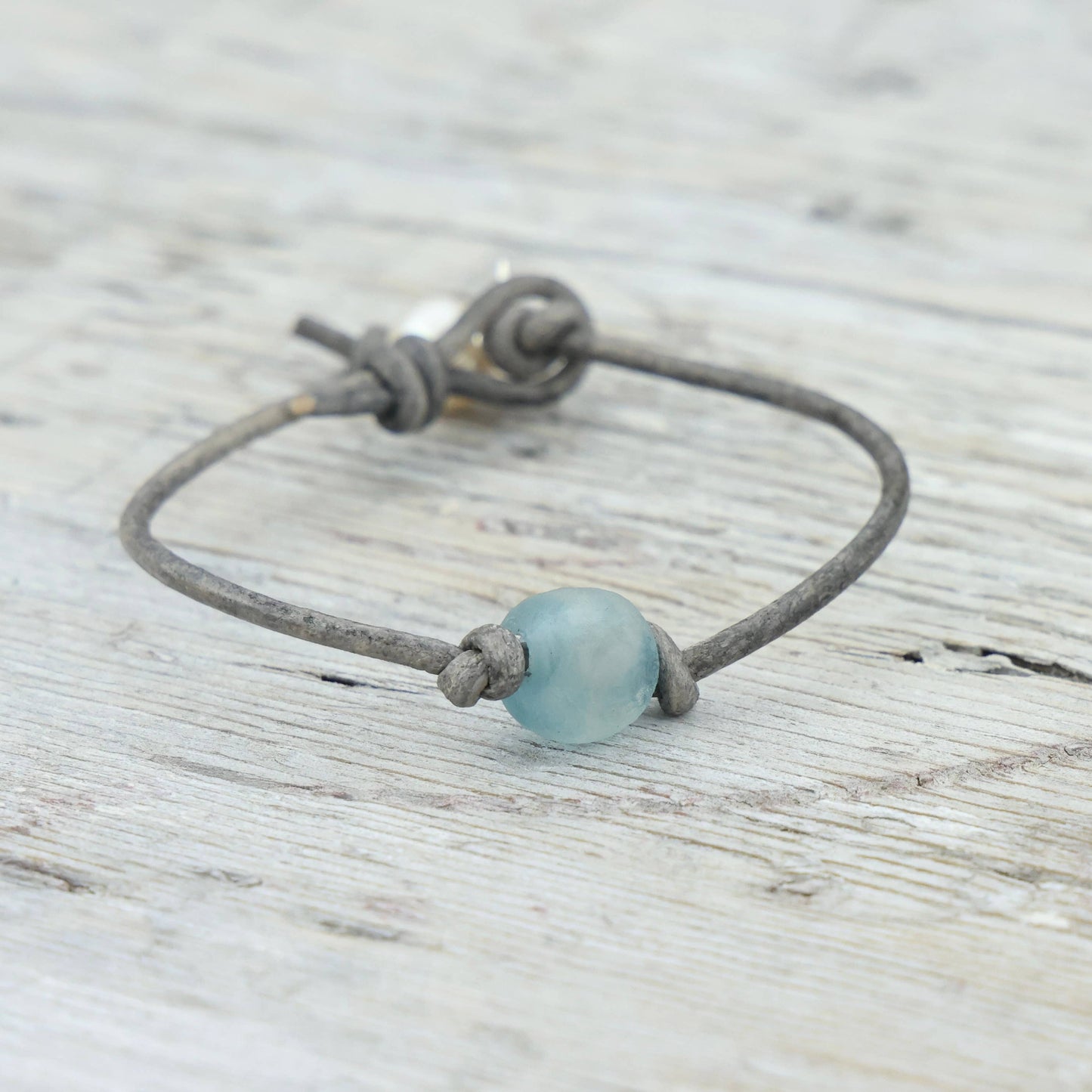 RECYCLED SEA GLASS LEATHER ANKLET