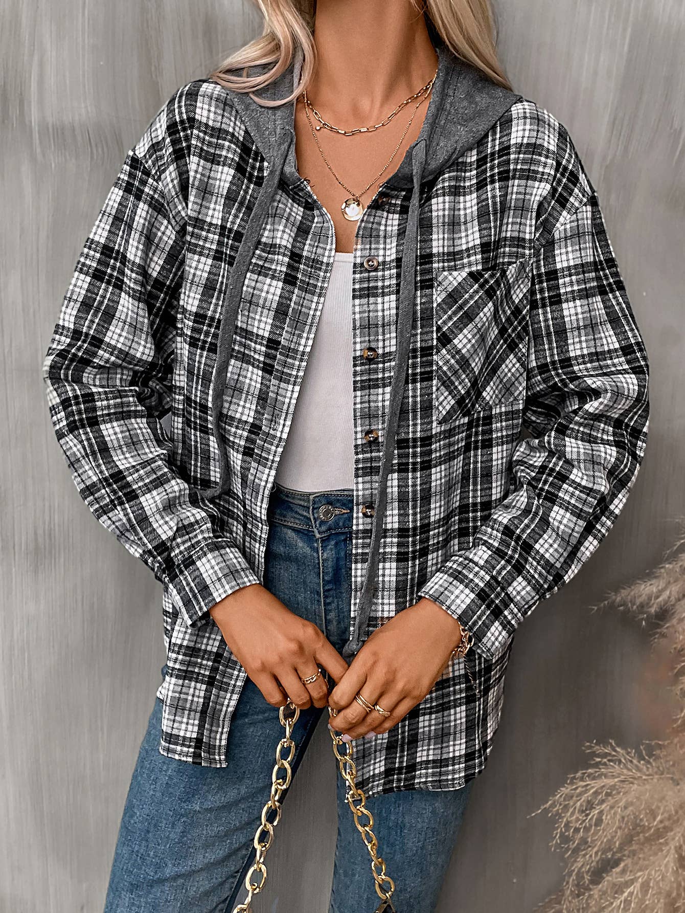 CASUAL CHIC LOOSE PLAID SHIRT