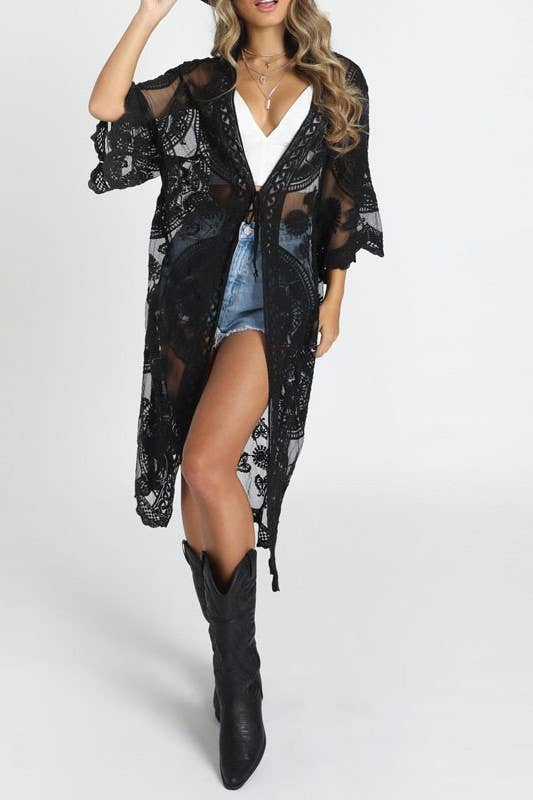 BOHO CROCHET LACE BEACH COVER UP