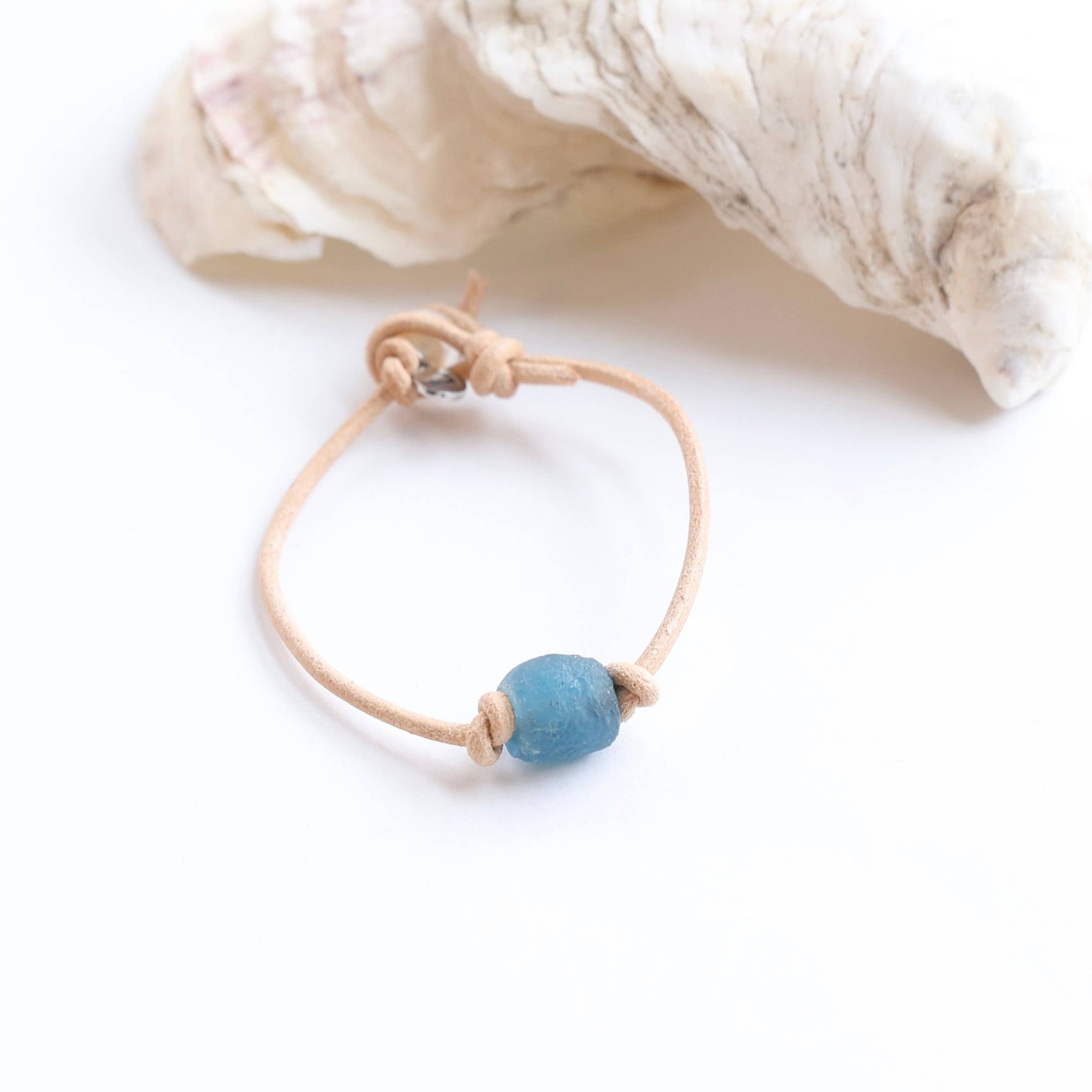 RECYCLED SEA GLASS LEATHER ANKLET