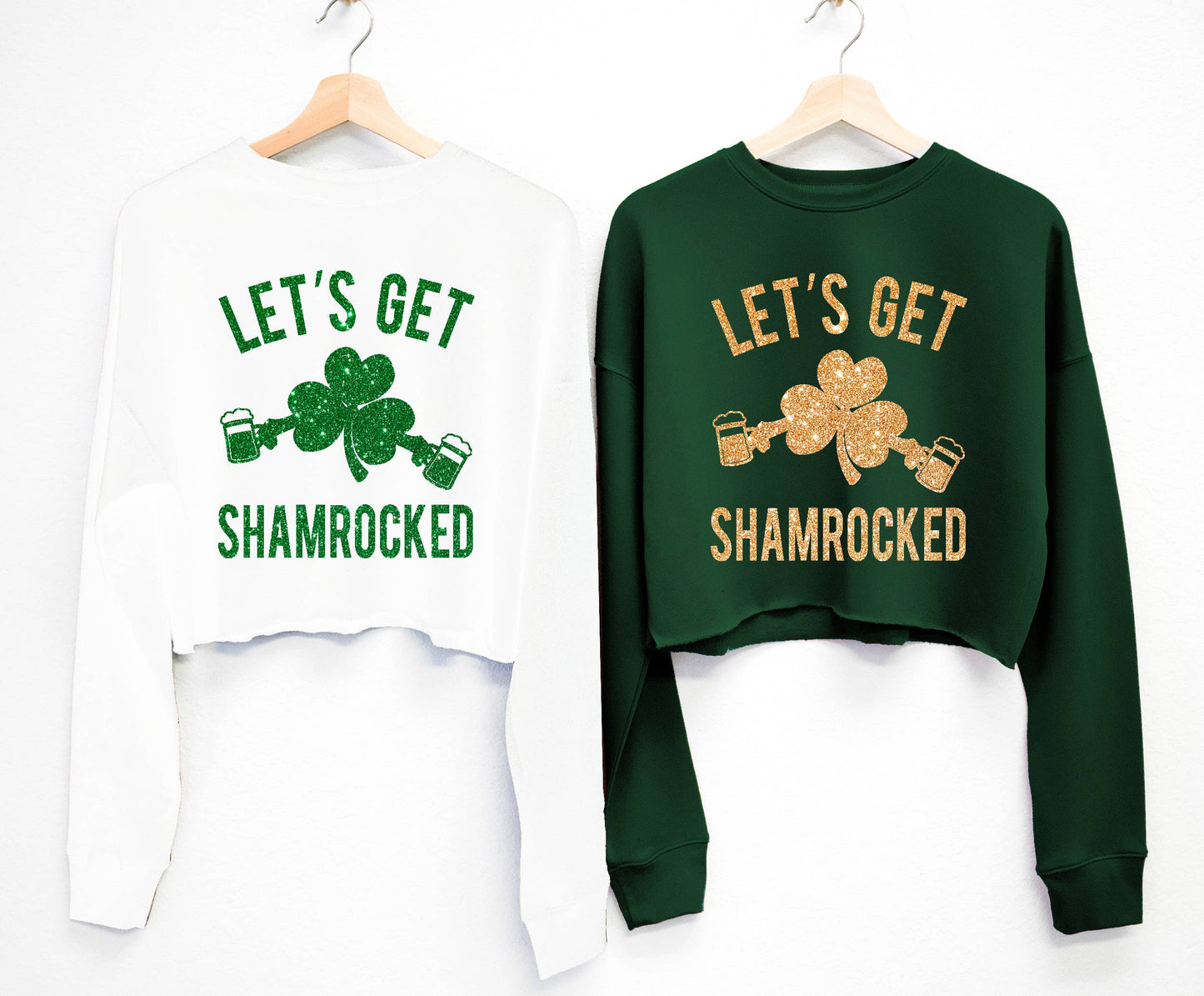 Let's Get Shamrocked Glitter Cropped Sweatshirt
