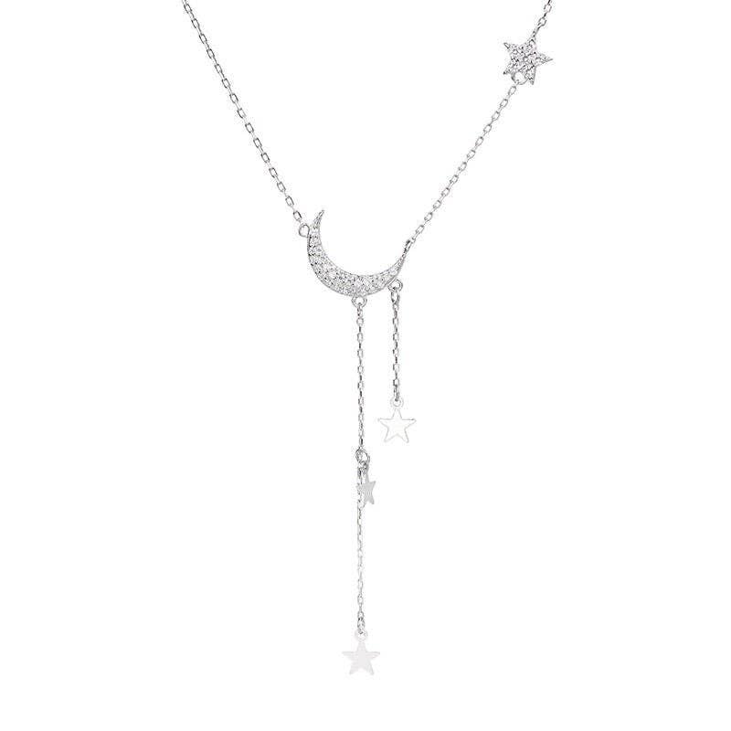 MOON STAR LAYERED TASSEL NECKLACE