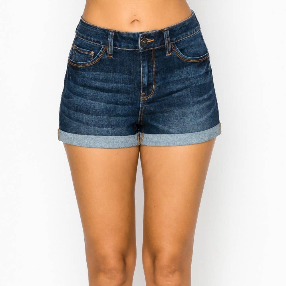 HIGH WAIST PUSH UP DENIM SHORTS IN REPREVE