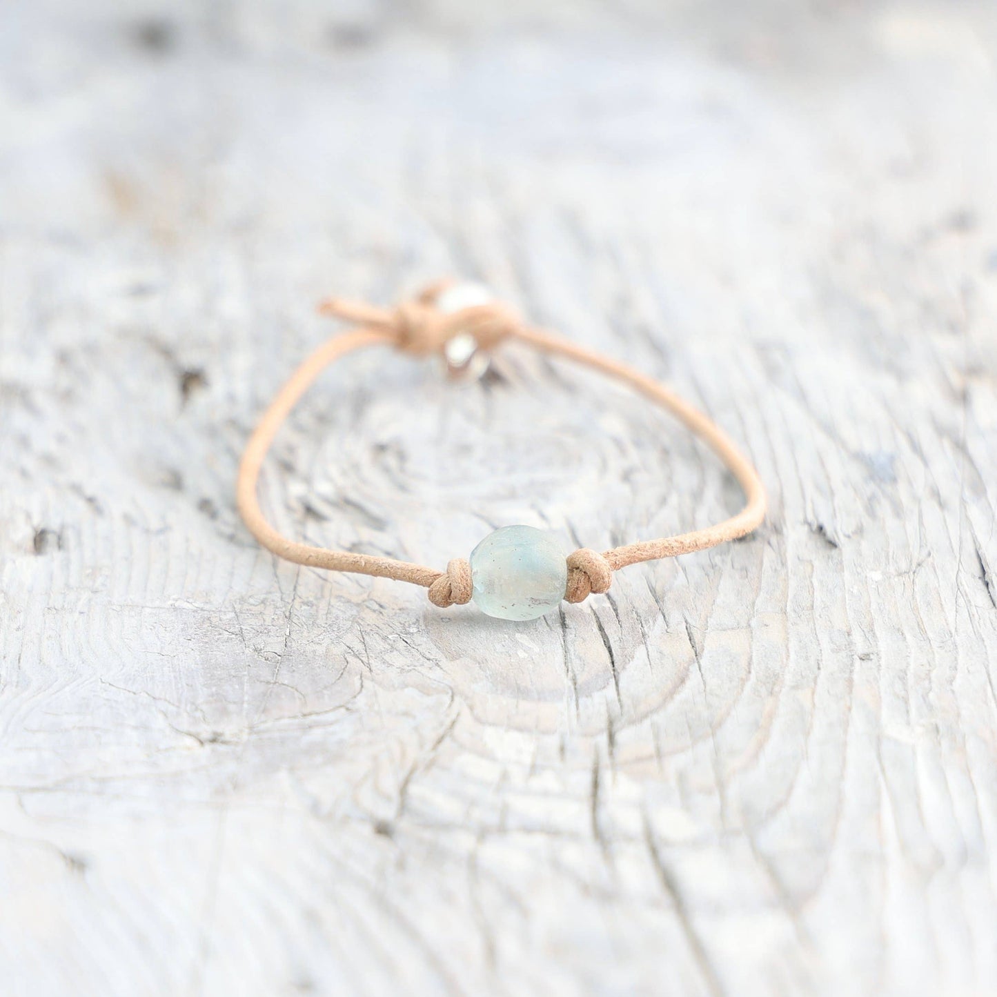 RECYCLED SEA GLASS LEATHER ANKLET