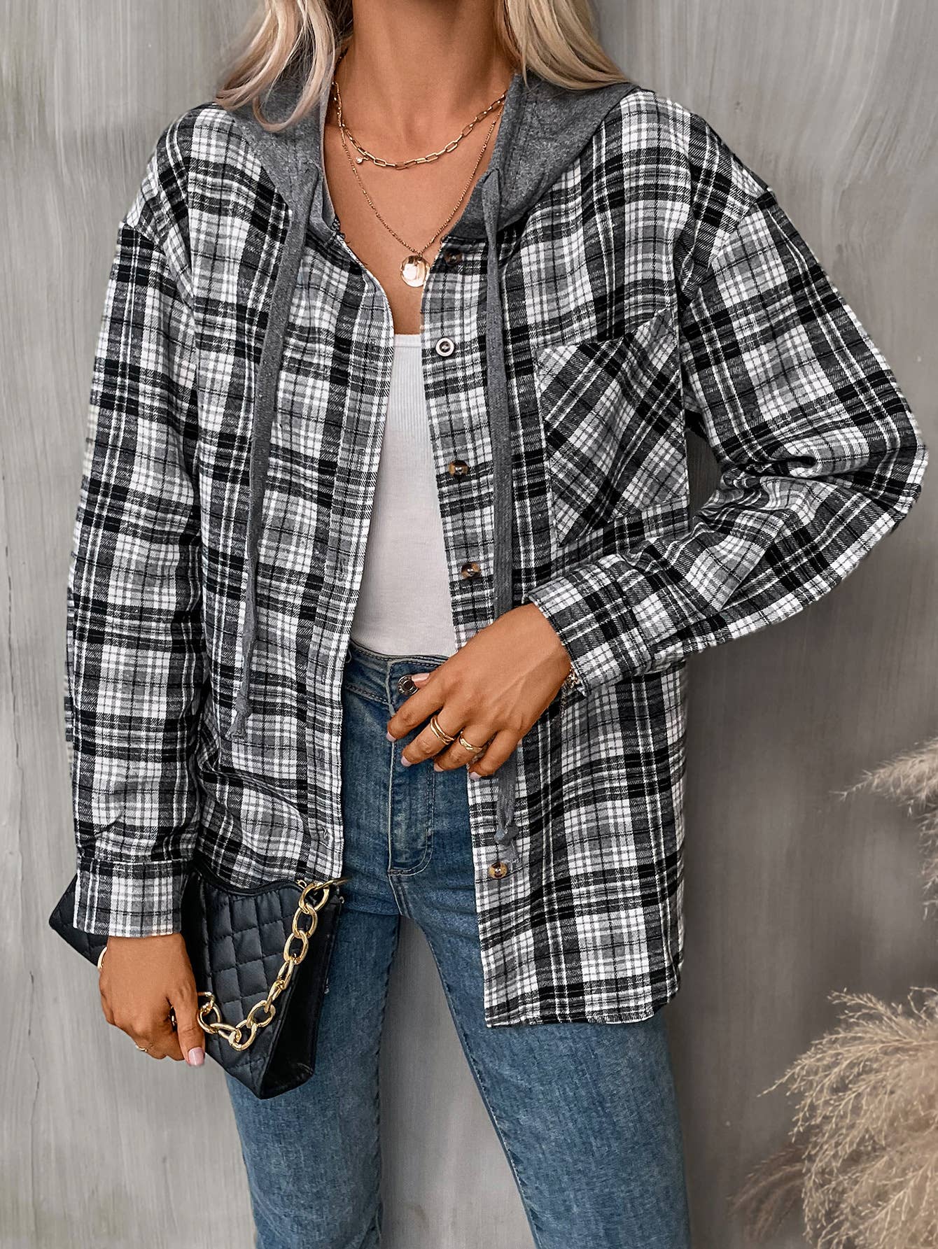 CASUAL CHIC LOOSE PLAID SHIRT