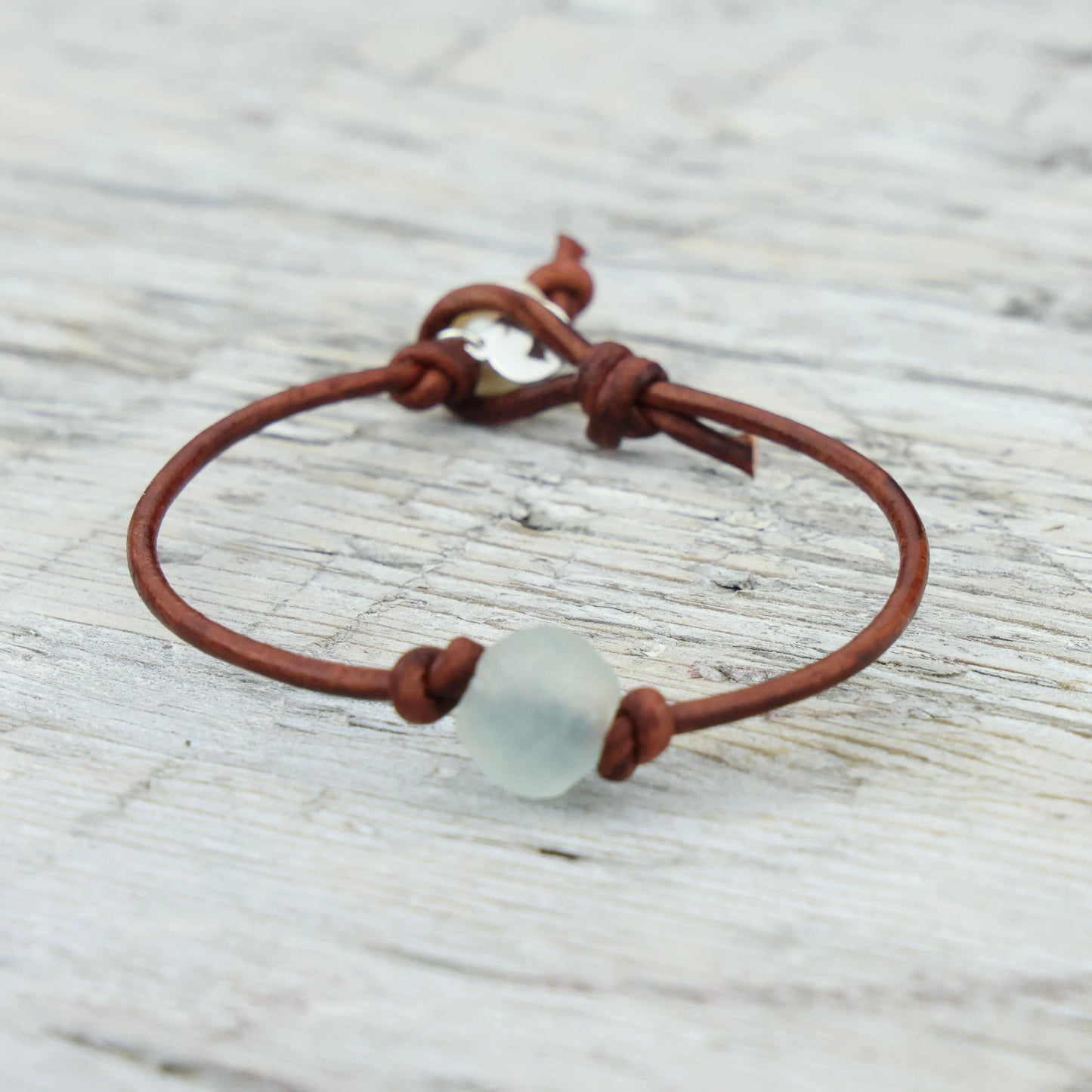 RECYCLED SEA GLASS LEATHER ANKLET