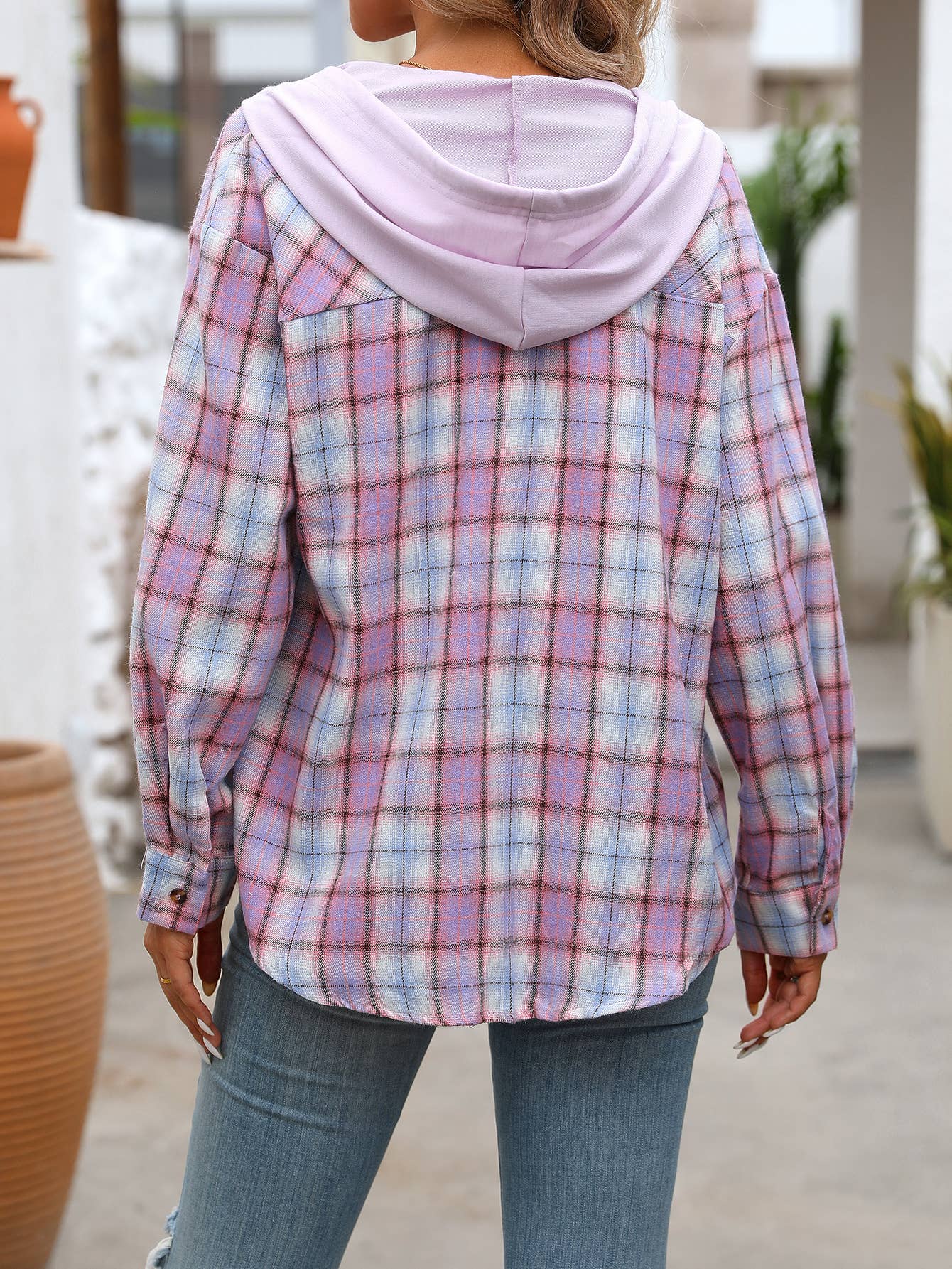 CASUAL CHIC LOOSE PLAID SHIRT