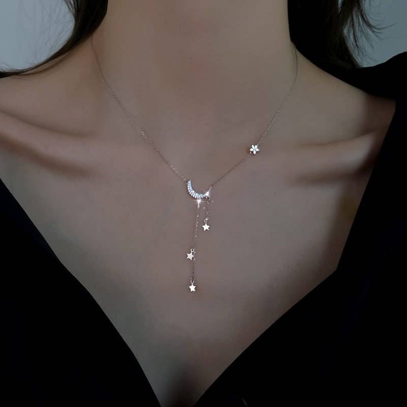 MOON STAR LAYERED TASSEL NECKLACE