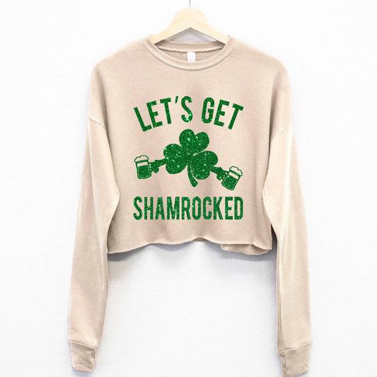 Let's Get Shamrocked Glitter Cropped Sweatshirt