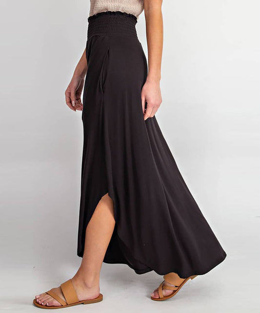 BAMBOO MAXI SKIRT WITH SMOCKED WAIST