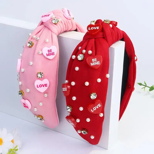 Valentine's Day Headband with Pearls