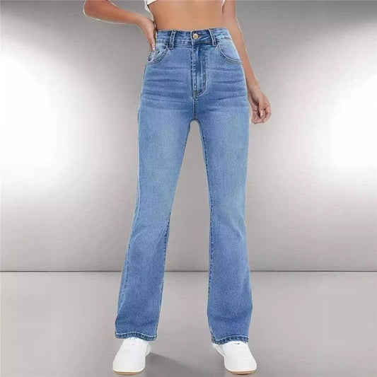 High Waisted | Slim Fit | Straight Leg | Light Blue Jeans