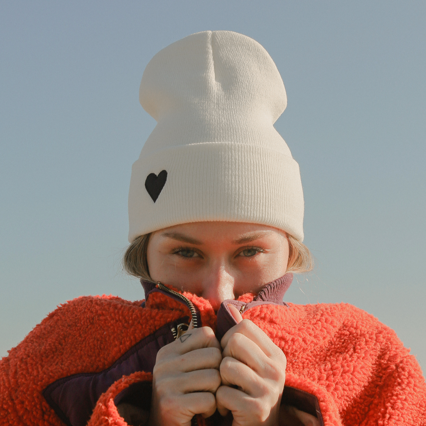 HEART CUFFED BEANIE