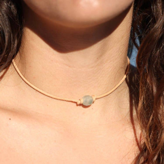 RECYCLED SEA GLASS LEATHER CHOKER