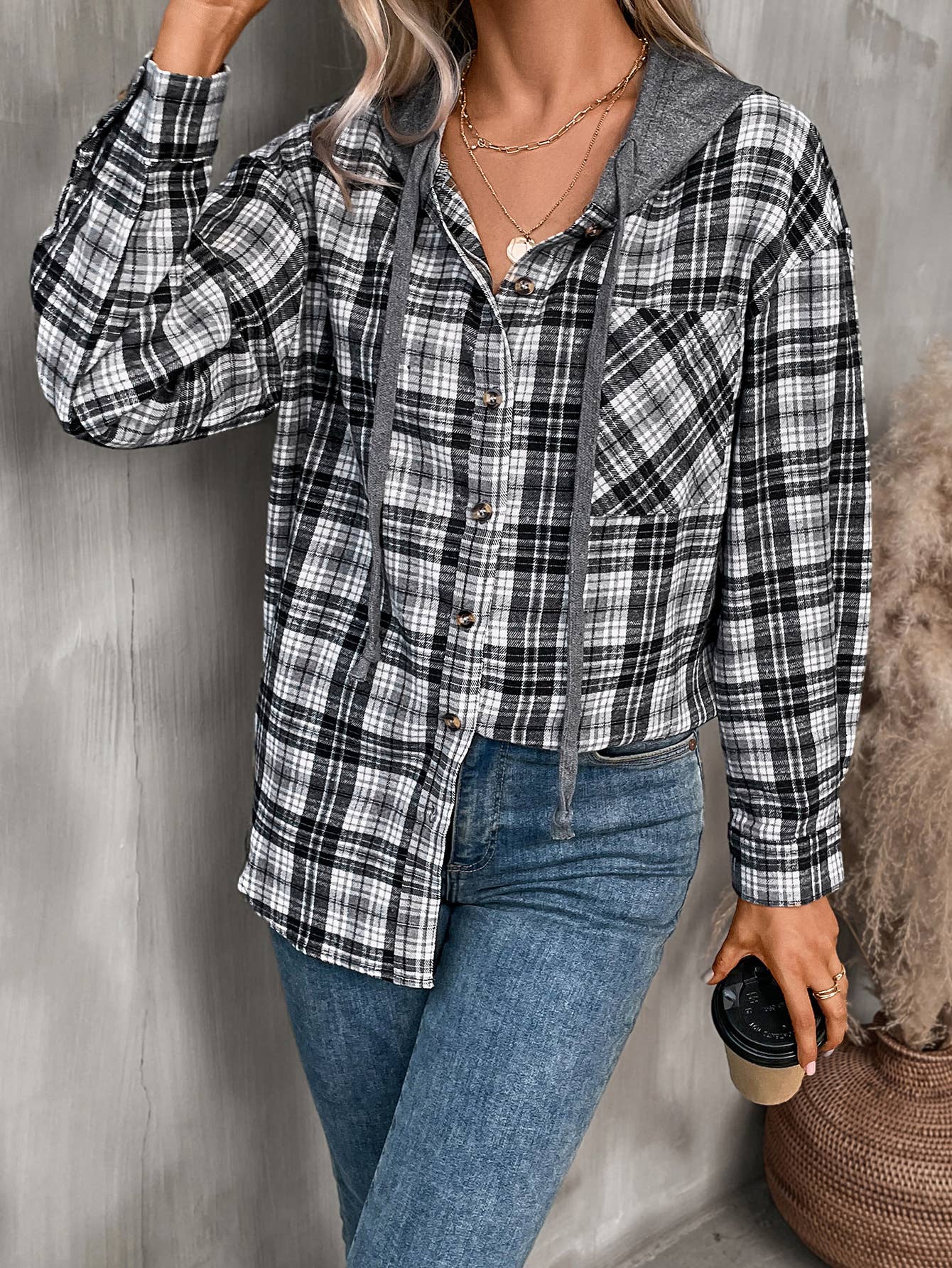 CASUAL CHIC LOOSE PLAID SHIRT