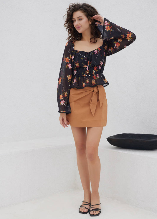 LADY LIKE CHARM MINI WRAP-LIKE SKIRT