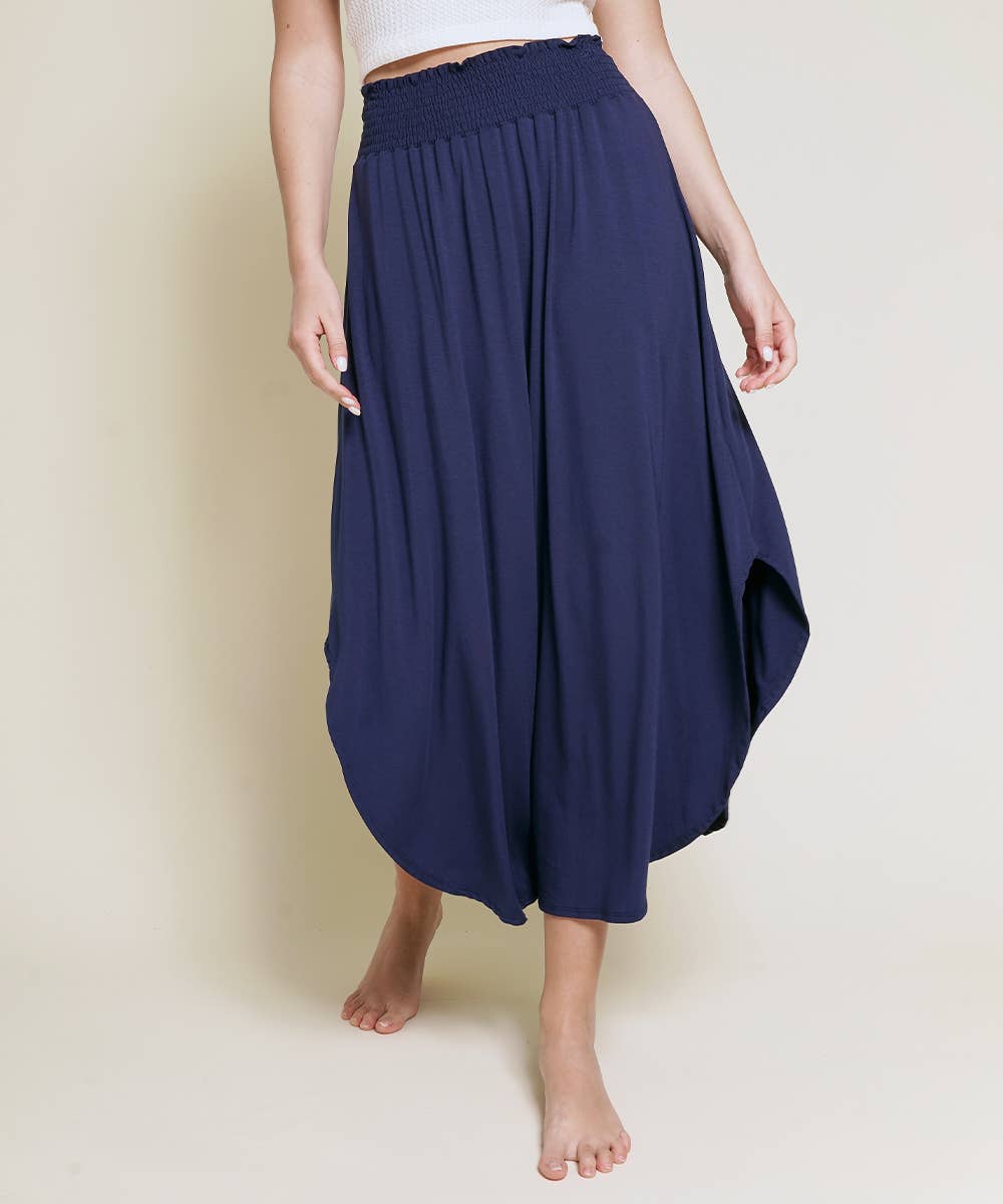 BAMBOO MAXI SKIRT WITH SMOCKED WAIST