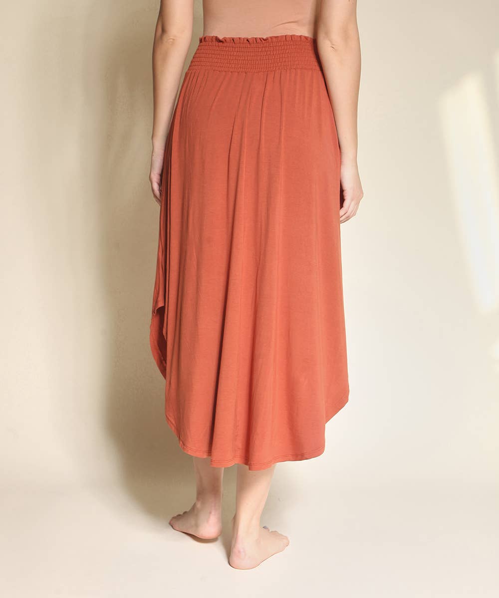 BAMBOO MAXI SKIRT WITH SMOCKED WAIST
