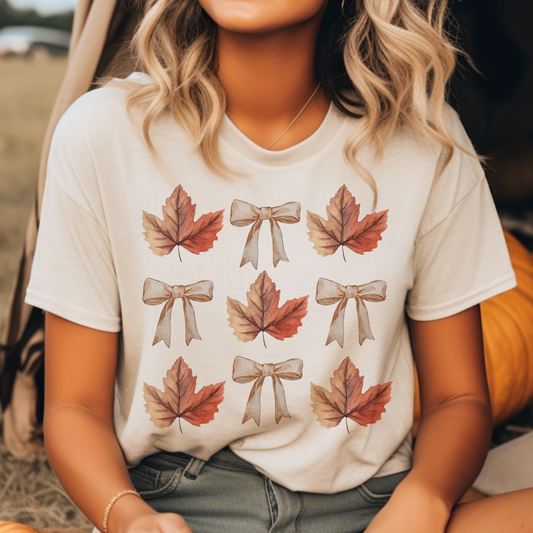LEAVES AND BOWS COLLAGE TEE