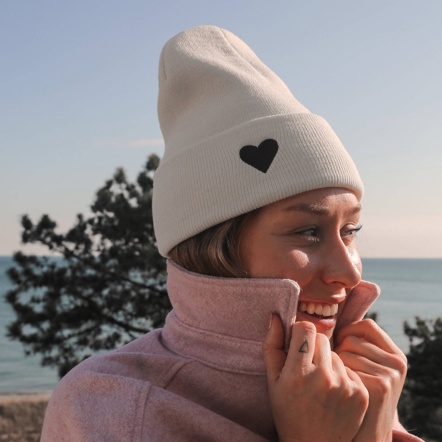 HEART CUFFED BEANIE