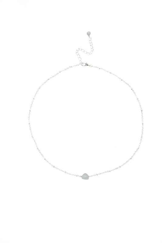 AQUAMARINE STONE OF THE EARTH NECKLACE (SILVER)