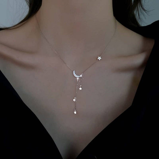 MOON STAR LAYERED TASSEL NECKLACE